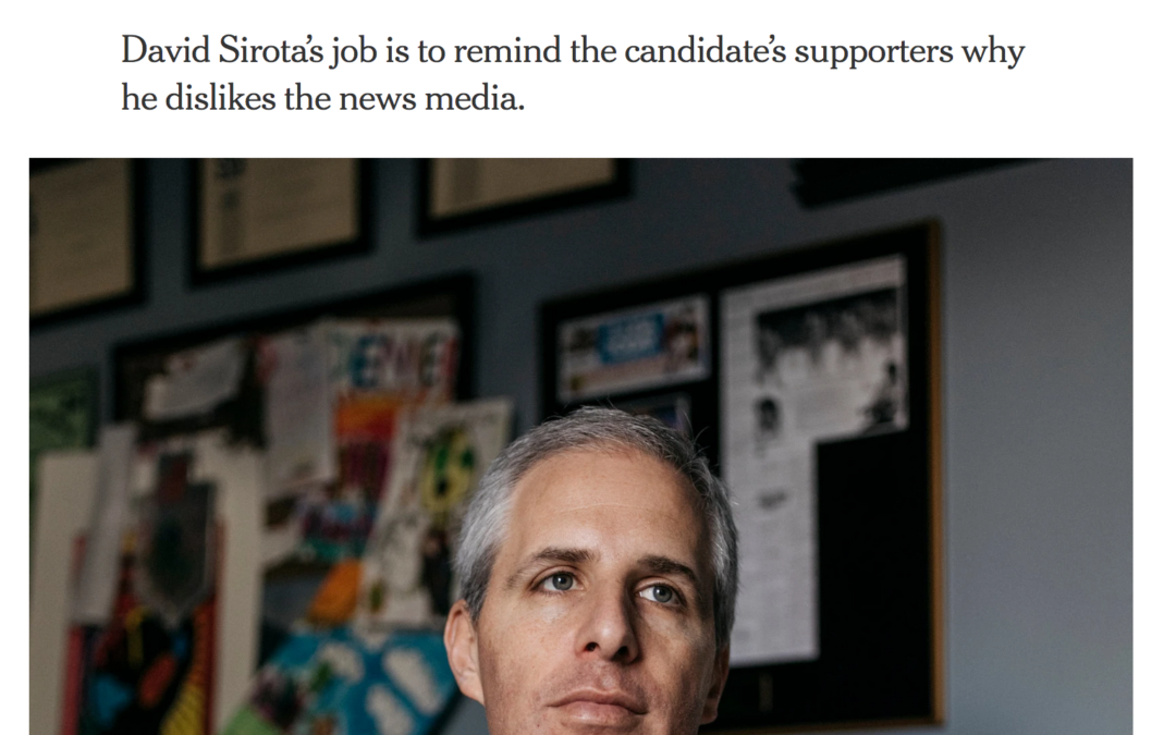 PCIM Izzy winner, David Sirota profiled in The New York Times with an Izzy mention