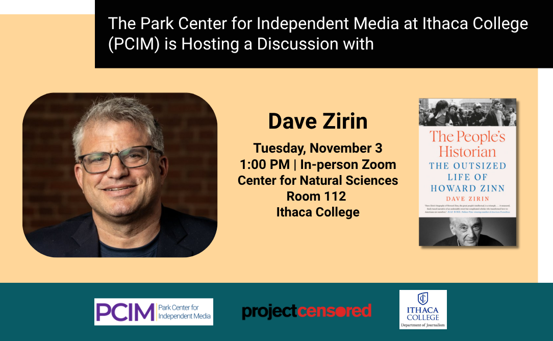Flyer of Zirin, book cover and event logistics